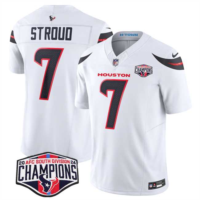 Men%27s Houston Texans #7 C.J. Stroud White F.U.S.E. 2024 AFC South Division Champions Vapor Limited Stitched Jersey